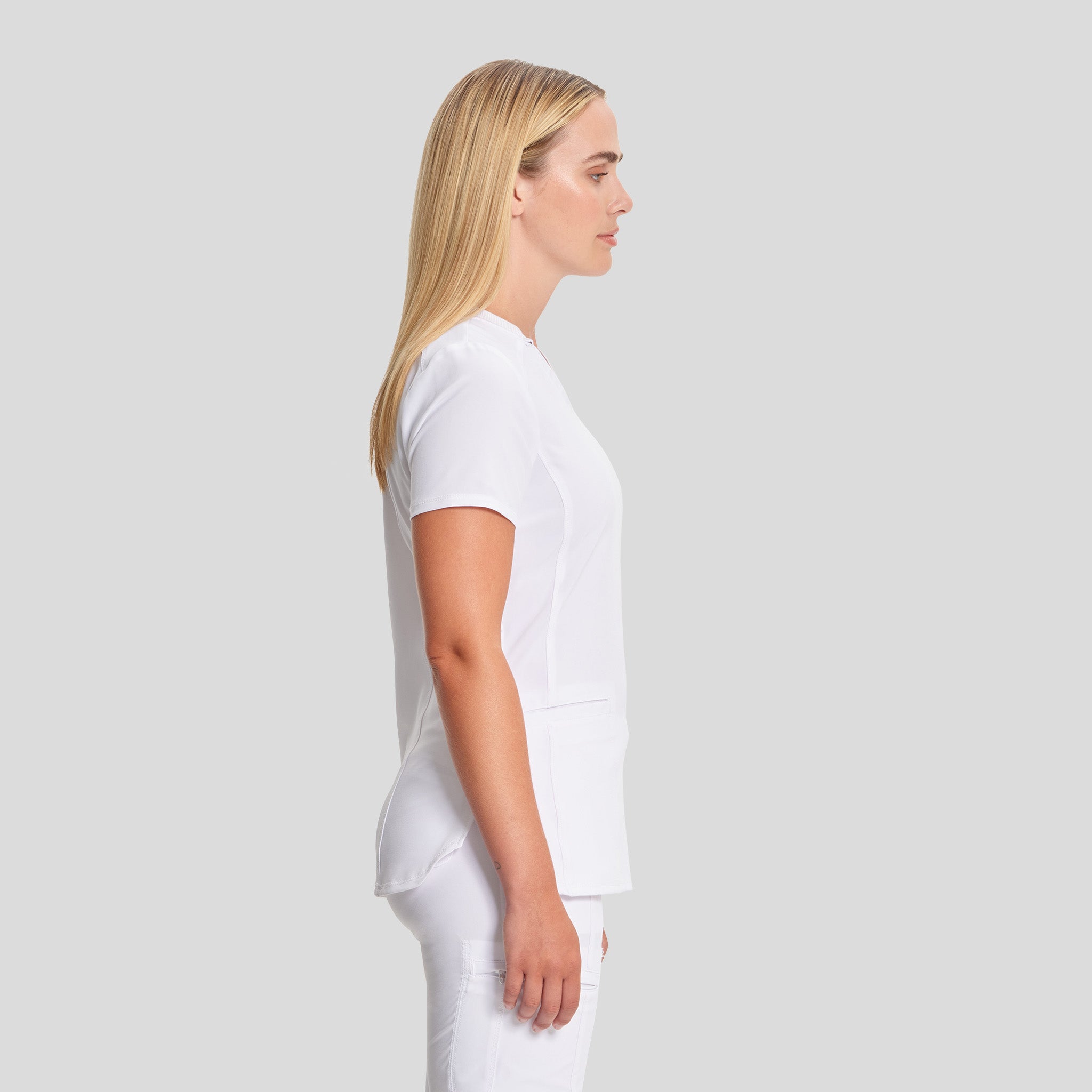 Infinity V-Neck Solid Scrub Top | White