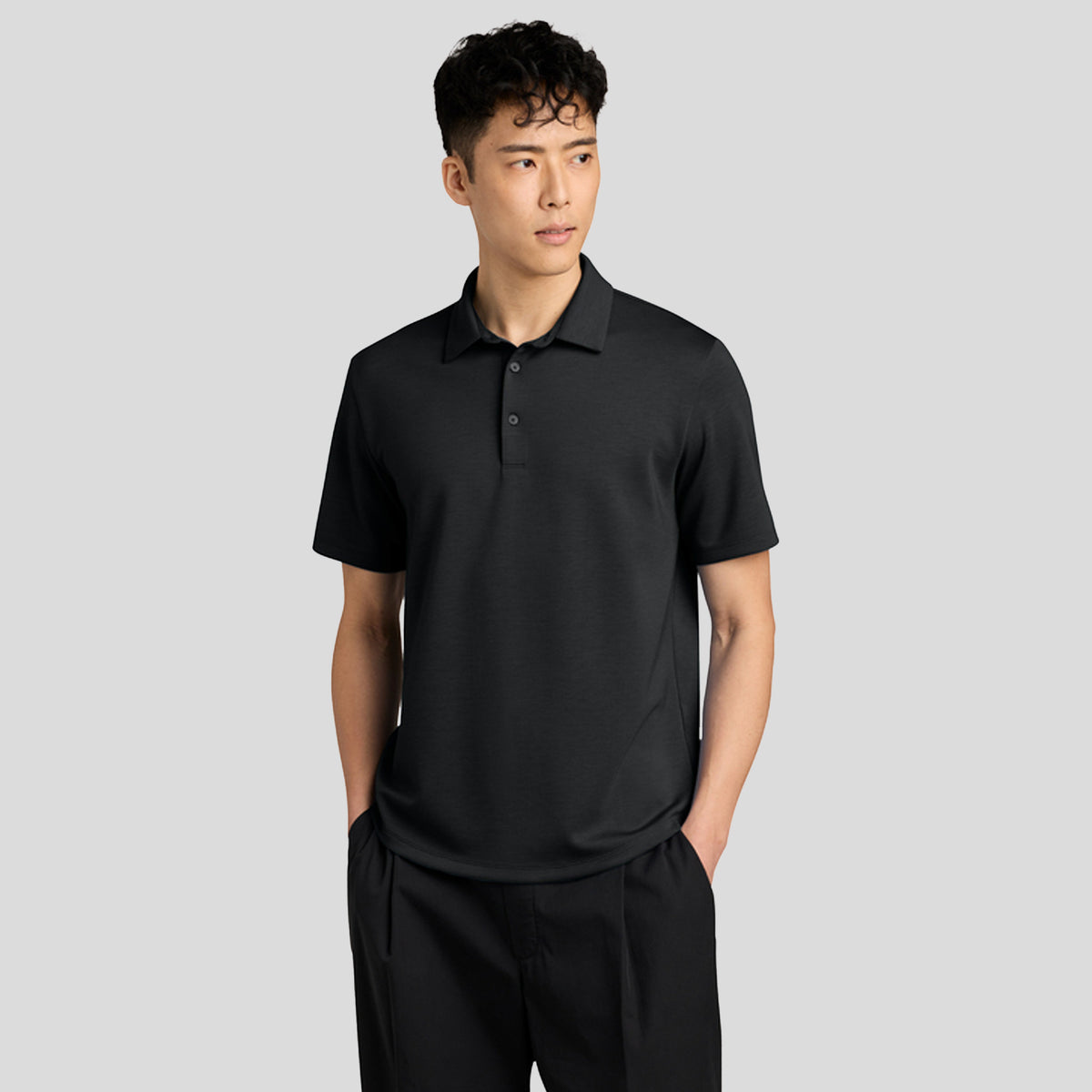 Men's Lite Spacer Polo | Deep Black