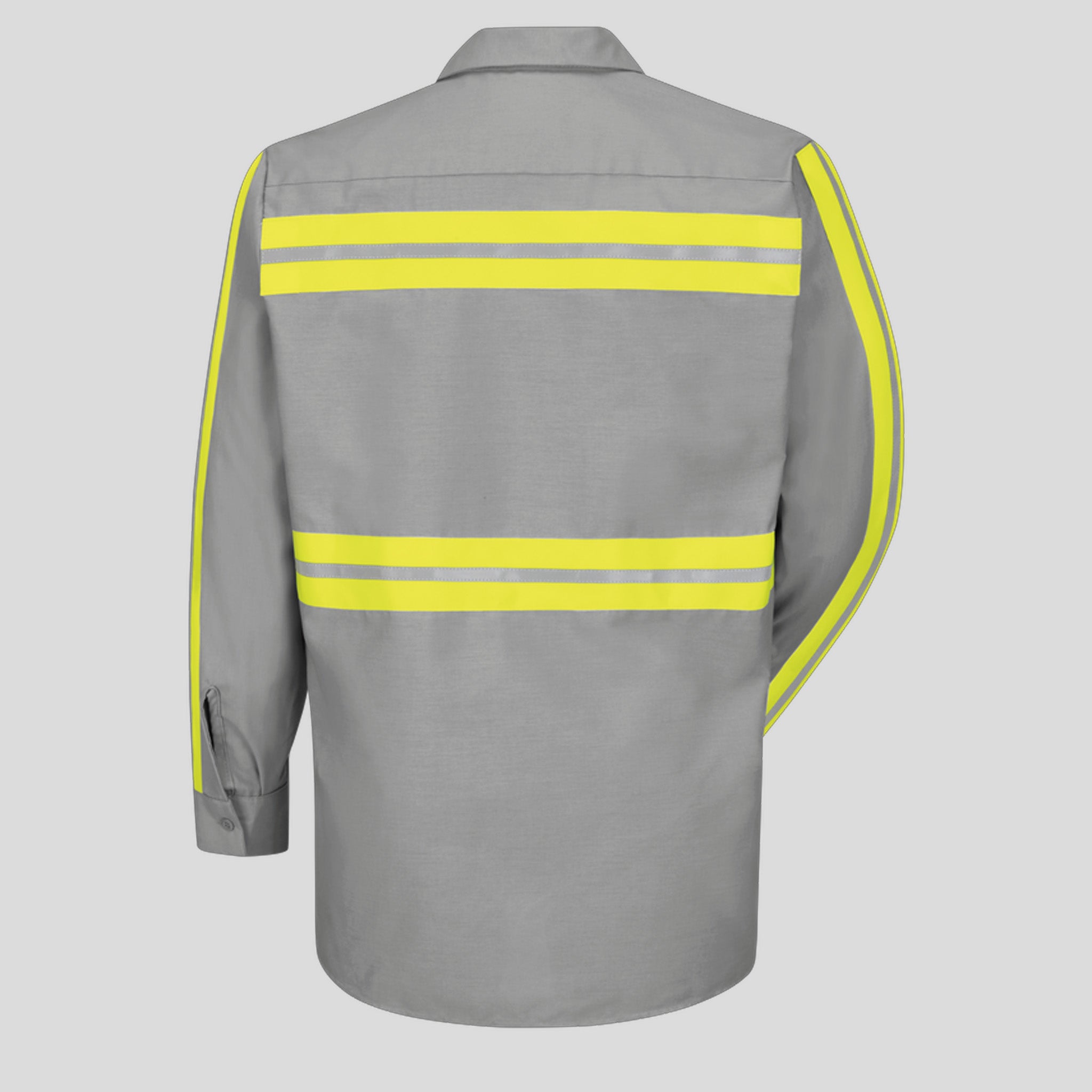 Men's Long Sleeve Enhanced Visibility Industrial Work Shirt | Grey w/ Yellow Visibility Trim
